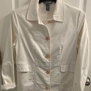 Hillard & Hanson Cream Button-Front Trench Coat